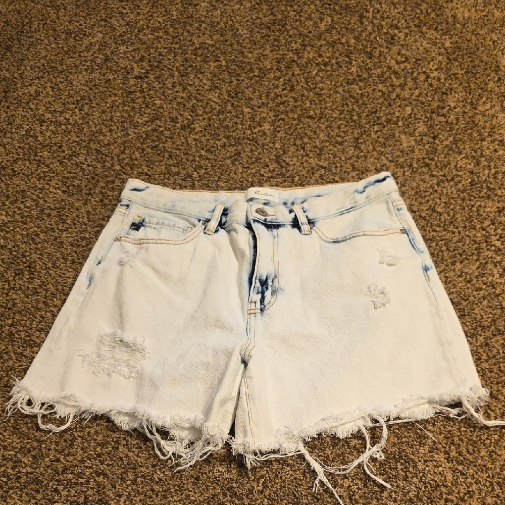 KanCan White Jean Shorts Distressed Frayed Hem